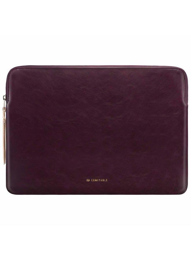 Comfyable Laptop Sleeve Compatible with 16 inch MacBook Pro M1 2021-2020 & 15-15.6 inch HP Dell Computer, Slim Protective PU Leather Bag Waterproof Cover Notebook Case for Mac, Berry Brown - Image 1