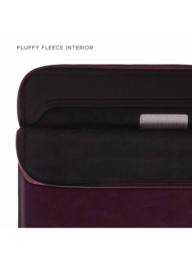 Comfyable Laptop Sleeve Compatible with 16 inch MacBook Pro M1 2021-2020 & 15-15.6 inch HP Dell Computer, Slim Protective PU Leather Bag Waterproof Cover Notebook Case for Mac, Berry Brown - Image 2