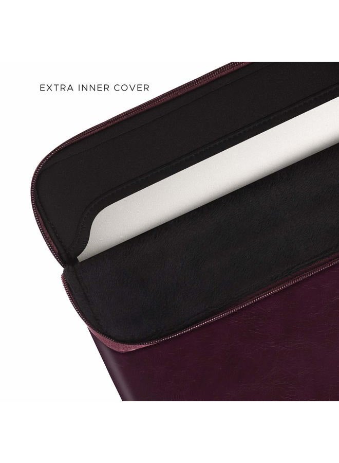 Comfyable Laptop Sleeve Compatible with 16 inch MacBook Pro M1 2021-2020 & 15-15.6 inch HP Dell Computer, Slim Protective PU Leather Bag Waterproof Cover Notebook Case for Mac, Berry Brown - Image 4