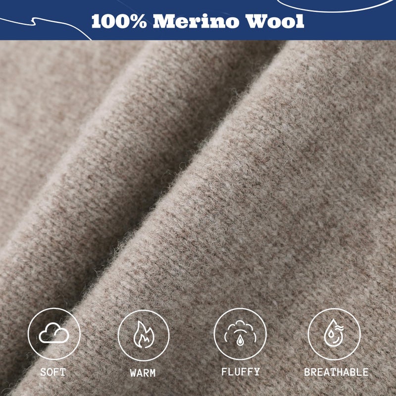 ACUSHLA 100% Merino Wool Balaclava for Women & Men Winter Warm Knit Hooded Scarf Hoodie Hat and Scarf Set in One, Coffee - Image 5