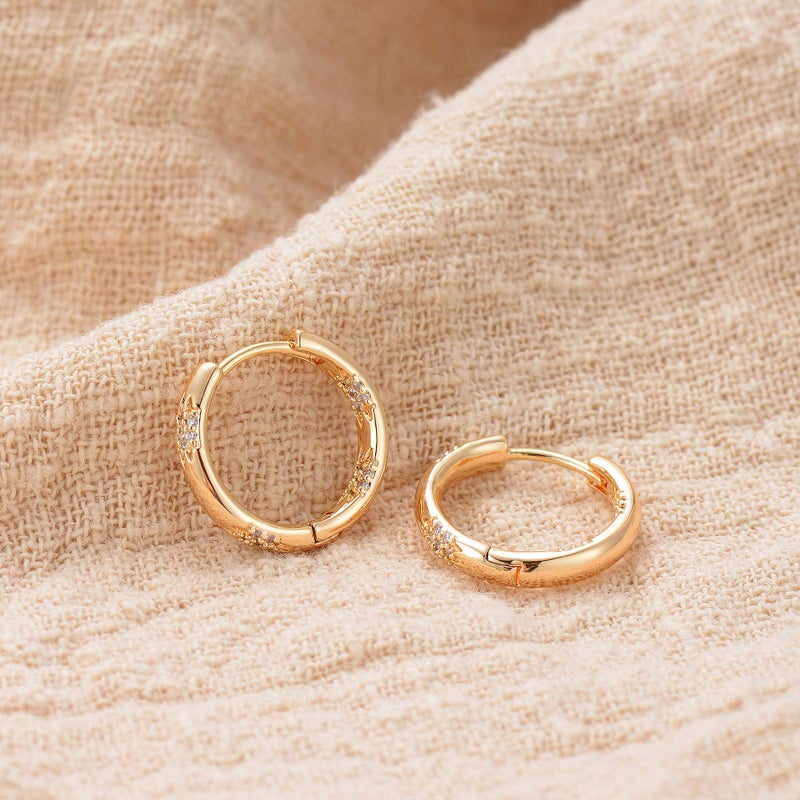 MEVECCO Gold Hoop Earrings for Women 18K Gold Plated Cubic Zircon Flower Huggie Earrings Earrings for Everyday Jewelry - Image 5