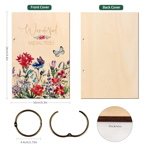Giiffu Greeting Card Organizer – Wonderful Memories Wooden Floral Card Keeper & Album, Wood Book or Binder for Cards Keepsakes, Personalized Gift for Wedding, Birthday, Anniversaries, Holiday - Image 2