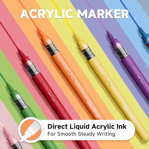 MemOffice Direct Liquid Acrylic Paint Markers, 36 Colors Brush Tip Pens with Carrying Case, No Bleed, Waterproof, for Rock, Wood, Canvas, Glass, Fabric, DIY Crafts for Adults - Image 2