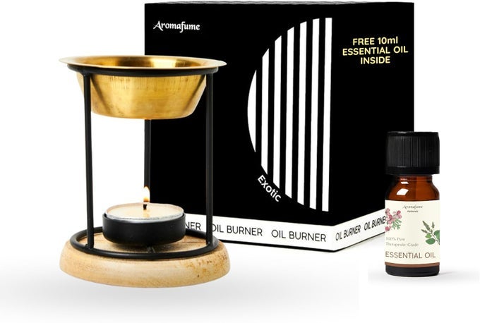 EXOTIC ESSENTIAL OIL BURNER | OIL DIFFUSER WITH CANDLE | BRASS BURNER WITH 10ML ESSENTIAL OIL