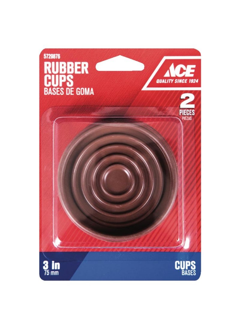 ACE Ace Rubber Round Caster Cup Pack 7.5cm 2 Pieces 