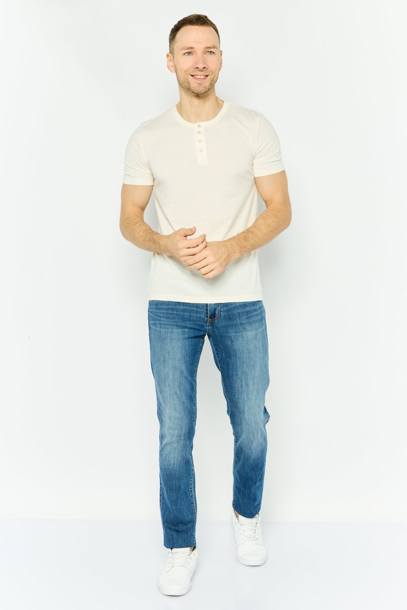 Project Essentials Men Round Neck Short Sleeves Plain T-Shirt, Ivory - Image 4