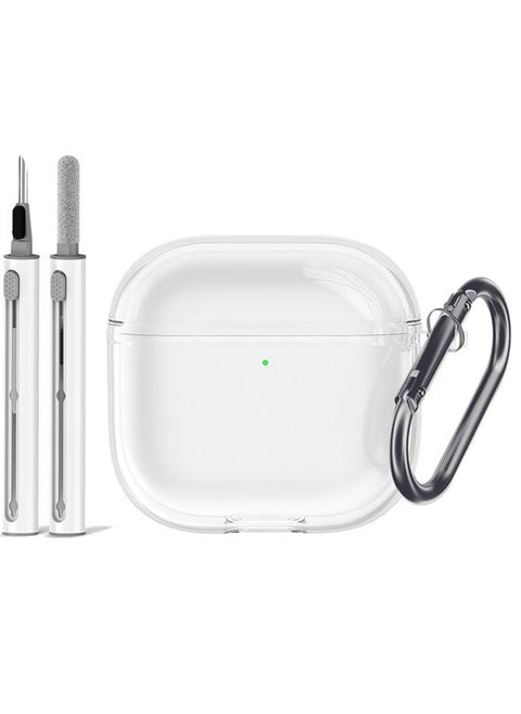Soft TPU Protective Case Cover for AirPods 4 with Cleaner Kit and Keychain(Clear)