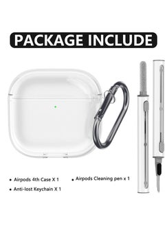 SJet Soft TPU Protective Case Cover for AirPods 4 with Cleaner Kit and Keychain(Clear)  - Image 3
