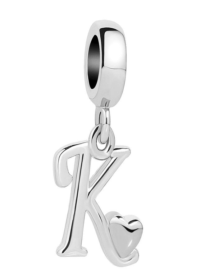 KunBead Initials K Letter Alphabet Love Heart Birthday Dangle Charm Compatible with Pandora Bracelet for Women - Image 1