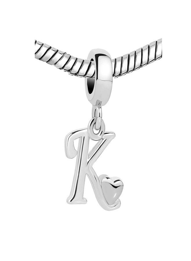 KunBead Initials K Letter Alphabet Love Heart Birthday Dangle Charm Compatible with Pandora Bracelet for Women - Image 2