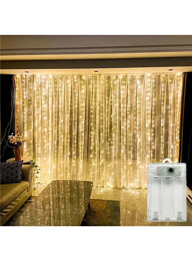 Warm White 300 LED Curtain Fairy String Lights 8 Modes 9.84ft For Home Party Holiday - Image 2