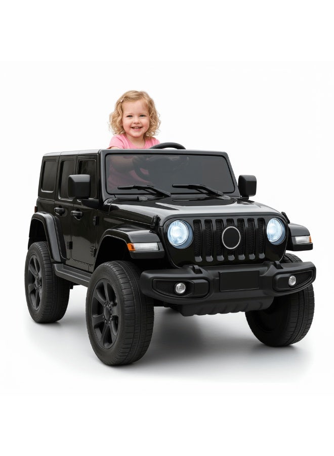 12V Electric Kids Ride-On Car with Remote Control and Bluetooth, Realistic Design, Remote Control and LED Lights - Black - Image 4