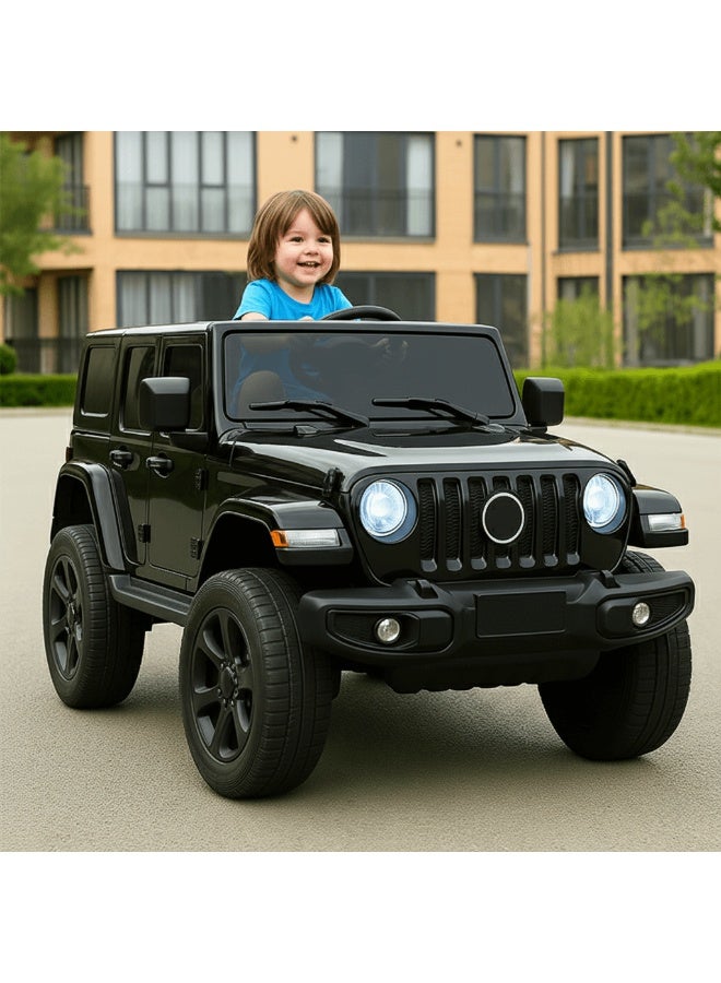 12V Electric Kids Ride-On Car with Remote Control and Bluetooth, Realistic Design, Remote Control and LED Lights - Black - Image 5