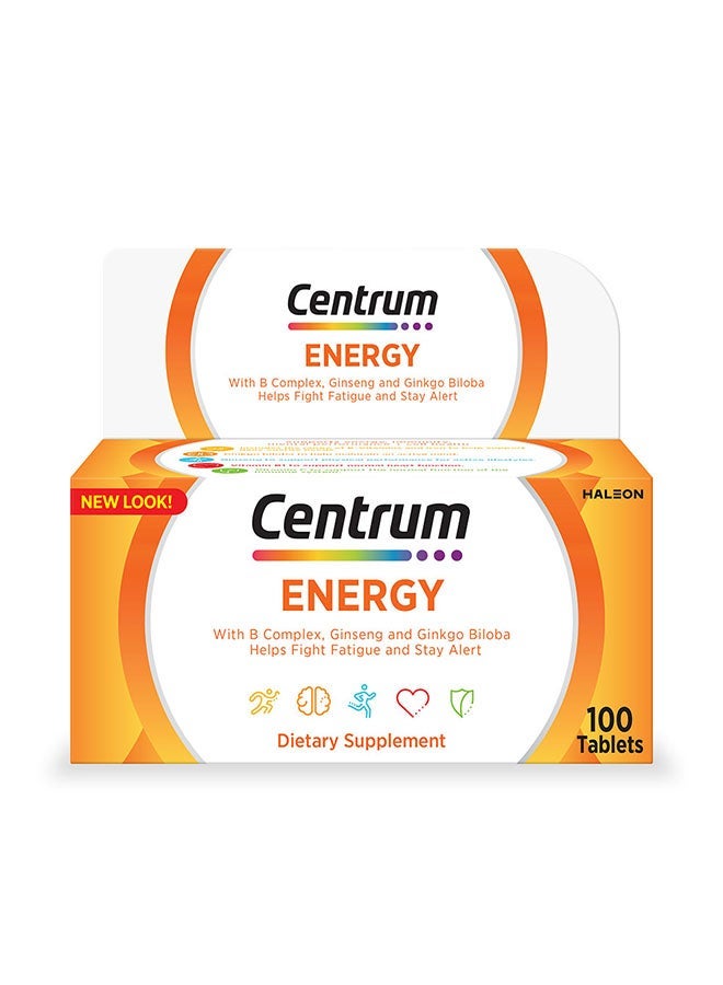 Centrum Energy Multivitamin with Ginseng and Gingko Biloba 100 Tablets