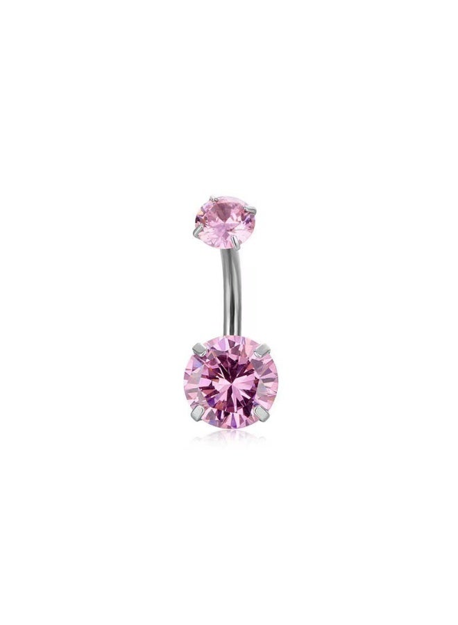 Belly Button Rings Surgical Stainless Steel Round Cubic Zirconia Navel Barbell