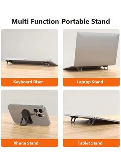 erorex Mini Foldable Laptop Stand Self Adhesive Portable Invisible Computer Keyboard Riser Adjustable Height For 10 17 Inches Laptop Black 2Pcs Black  - Image 2