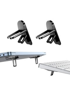 erorex Mini Foldable Laptop Stand Self Adhesive Portable Invisible Computer Keyboard Riser Adjustable Height For 10 17 Inches Laptop Black 2Pcs Black  - Image 1