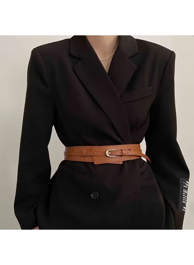 Goolsky 1pc Women'S Wide Waist Belt - Elegant Golden-Tone Buckle, Synthetic Faux Leather Corset Belt for Dresses, Parties, Weddings, Everyday & Formal Events - Adjustable Fit, Durable & Easy-Clean Women'S Fashion Accessory, Party Accessory, Sophisticated Style, Metallic Finish, Evening Wear, Stylish Accessory, Highquality Material, Office Wear - Image 4