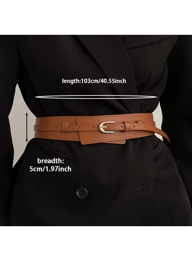 Goolsky 1pc Women'S Wide Waist Belt - Elegant Golden-Tone Buckle, Synthetic Faux Leather Corset Belt for Dresses, Parties, Weddings, Everyday & Formal Events - Adjustable Fit, Durable & Easy-Clean Women'S Fashion Accessory, Party Accessory, Sophisticated Style, Metallic Finish, Evening Wear, Stylish Accessory, Highquality Material, Office Wear - Image 3