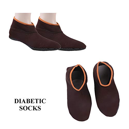 Footmate Cotton Blend (Set Of 2 Pairs Unisex Diabetic Anti-Skid Slipper Socks|Silicone Grip In Bottom|Ideal For Diabetic Men&Women- Regular Socks For Office And Home - (Brown Color) (Large Size) - Image 2