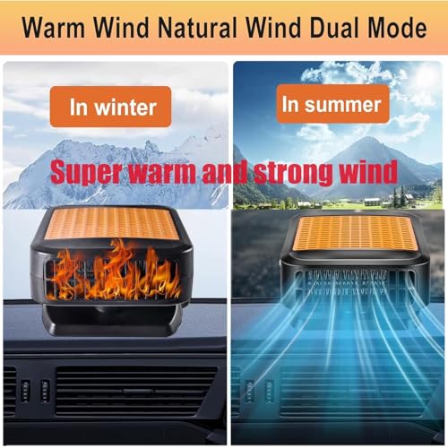 QEPJO Car Heater for Vehicle,12V Car Heater that Plugs into Cigarette Lighter,Defroster for Car Windshield,2 in 1 Heating & Cooling Fans, Defrost Defogger,Car Plug in Space Heaters for Car - Image 3