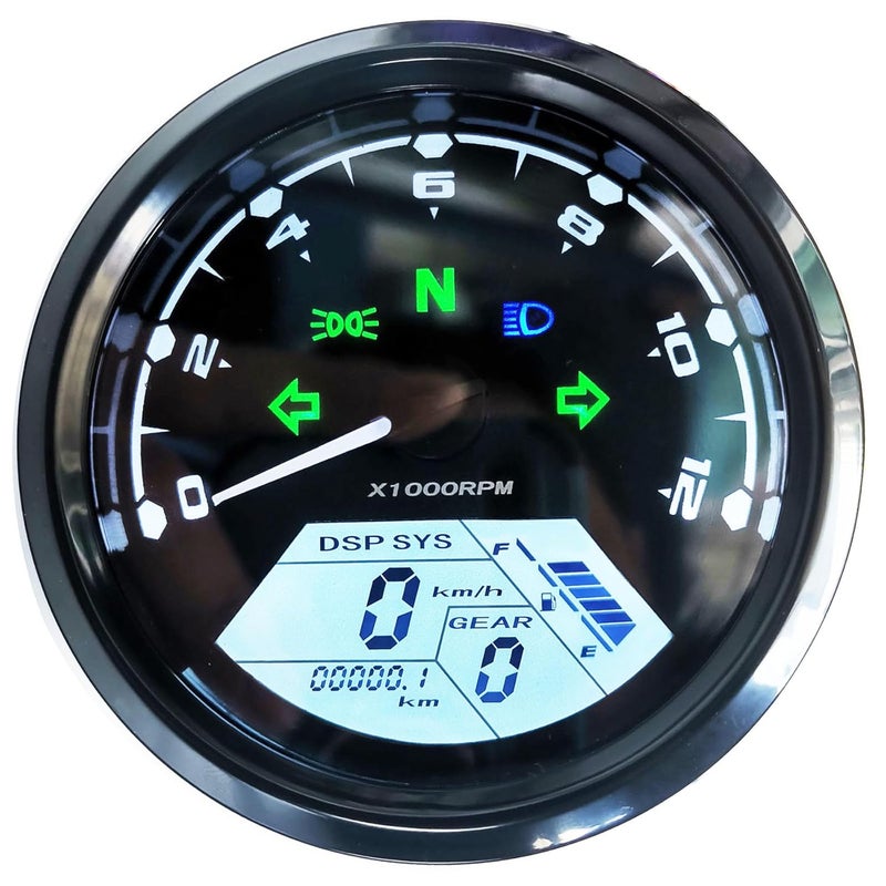 BLUERICE عداد سرعة رقمي عالمي LCD، عداد سرعة دراجة نارية 12000RPM 199 KMH MPH لأسطوانات 1، 2، 4 مع حامل - Image 2