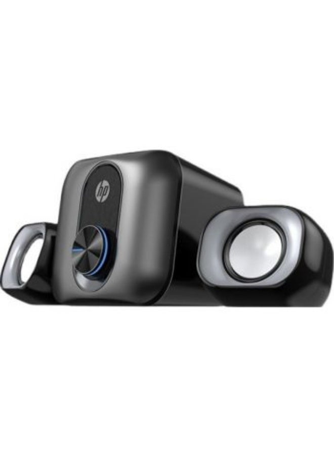 أتش بي بي مكبر صوت HP DHS-2111S سلكي متعدد الوسائط USB مع مضخم صوت فرعي ومنفذ 3.5 ملم، أسود - Image 1