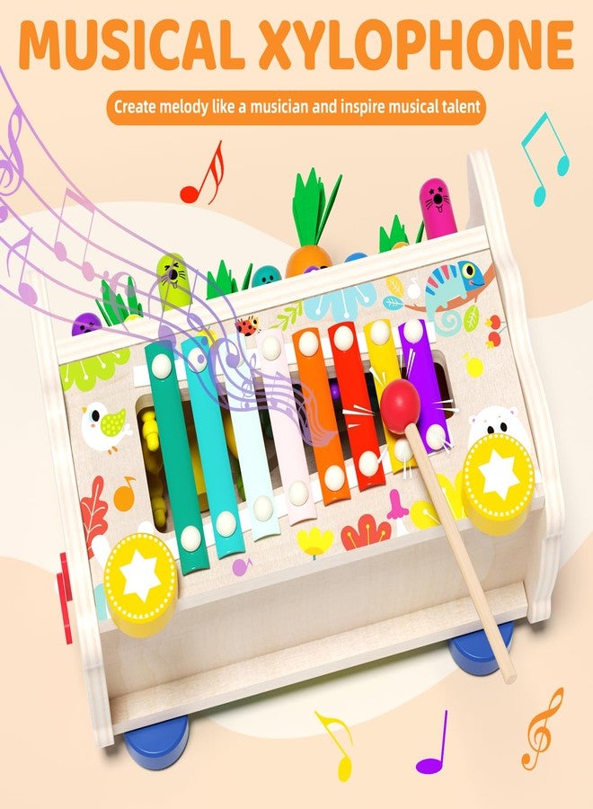 EDUTREE ألعاب مونتيسوري الخشبية 8 في 1 من إيدوتري للأطفال الصغار 1 2 3، لعبة ضرب الثعلب مع إكسيليفون للأطفال الصغار 1-3، نشاط تعليمي لرياض الأطفال للأولاد والبنات - Image 3