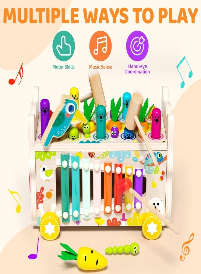 EDUTREE ألعاب مونتيسوري الخشبية 8 في 1 من إيدوتري للأطفال الصغار 1 2 3، لعبة ضرب الثعلب مع إكسيليفون للأطفال الصغار 1-3، نشاط تعليمي لرياض الأطفال للأولاد والبنات - Image 5