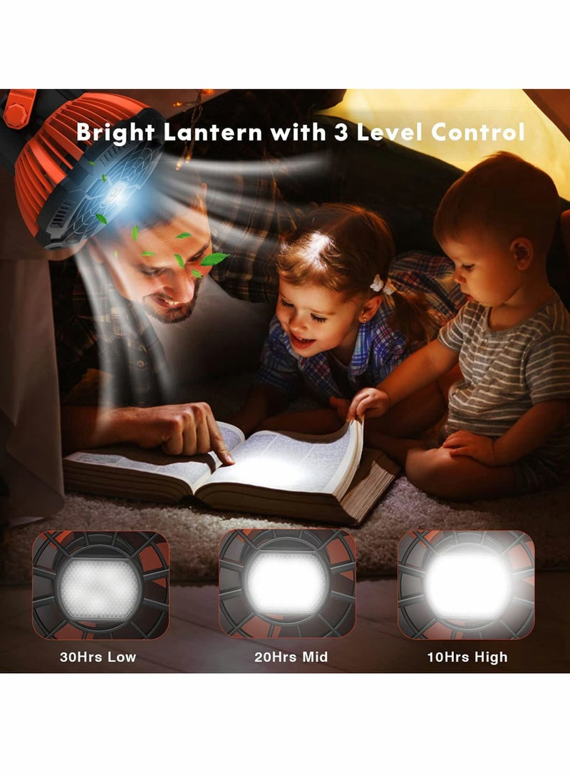 KASTWAVE مروحة تخييم محمولة للخيمة، قابلة لإعادة الشحن عبر USB مع ضوء طوارئ، مروحة طاولة مكتب، مروحة سقف تدور 180 درجة مع جهاز تحكم عن بعد للنزهات والتخييم في الهواء الطلق والشواء والسيارة والمكتب المنزلي - Image 2