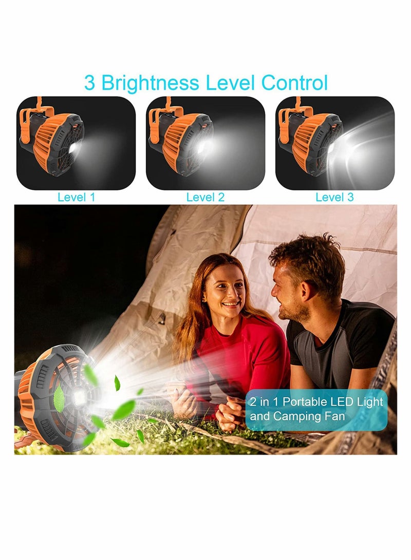 KASTWAVE مروحة تخييم محمولة للخيمة، قابلة لإعادة الشحن عبر USB مع ضوء طوارئ، مروحة طاولة مكتب، مروحة سقف تدور 180 درجة مع جهاز تحكم عن بعد للنزهات والتخييم في الهواء الطلق والشواء والسيارة والمكتب المنزلي - Image 4
