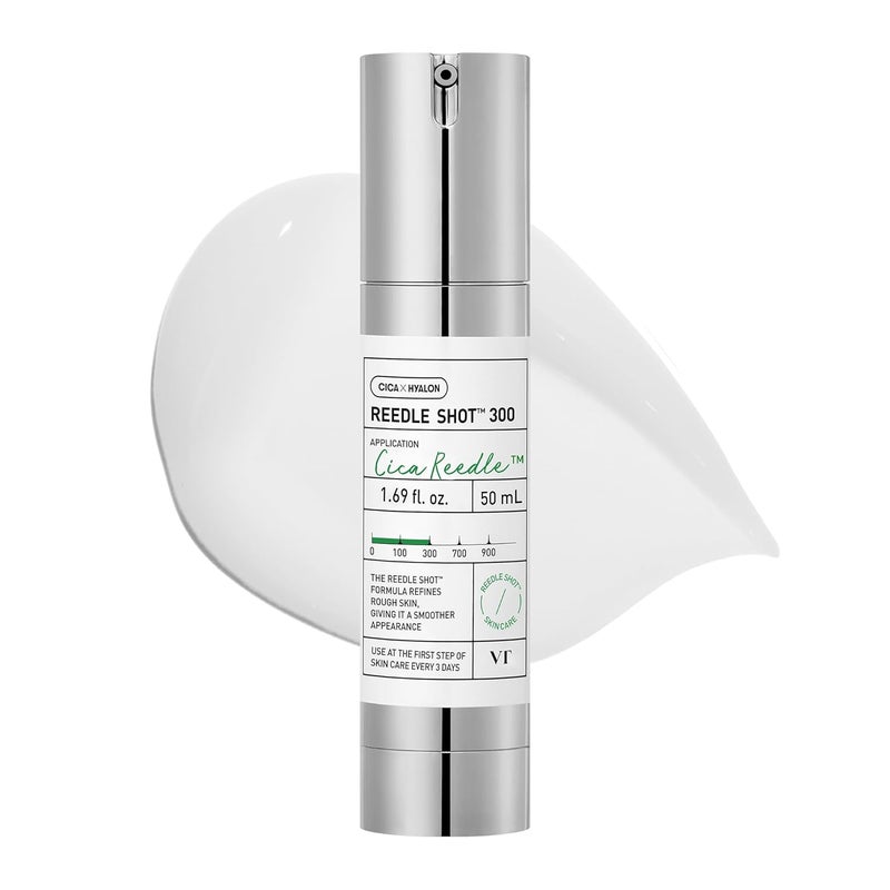 VT COSMETICS VT COSMETICS CICA Reedle Shot 300 Advanced Night Exosome Microneedling Serum Centella Asiatica Hyaluronic Acid Propolis Soft Skin Regeneration Glass Skin Korean Skin Booster 169Fl Oz 50ml
