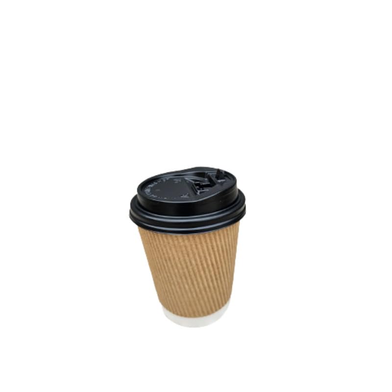 SEZ 250 ML Brown Ripple Paper Cups for Coffee Tea and Cappuccino in Party Office Events and Other with Biodigradable Sugarcan Lid Pack of 25 - Image 1