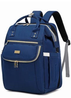 137 Baby Bed Maternity Diaper Waterproof Multifunctional large capacity backpack bag with USB Charging output - Blue