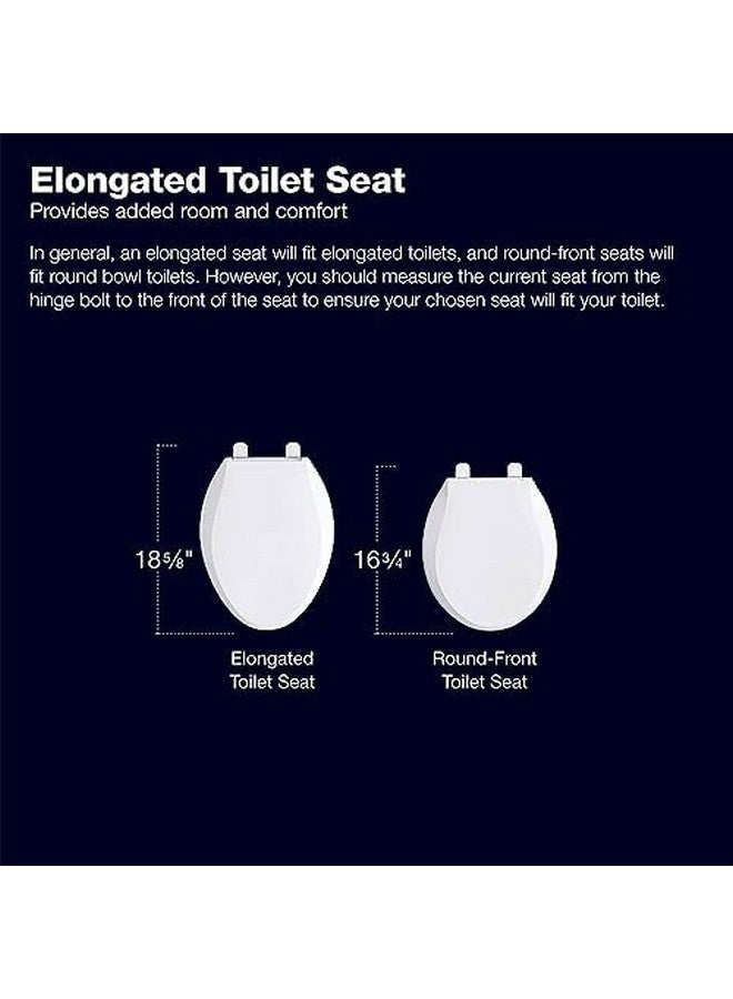 Kohler KOHLER K-4636-0 Cachet Elongated, Grip-Tight Bumpers, Quiet-Close Release Hinges, Quick-Attach Hardware, No Slam Toilet Seat, White  - Image 1