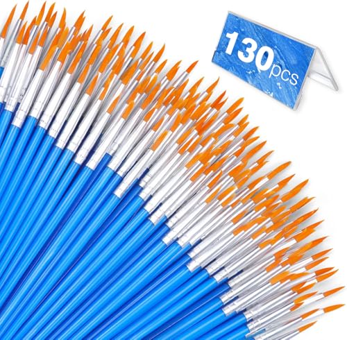 AROIC Small Paint Brushes Bulk130pcs Nylon Hair Round Detail Brushes for Classroom Model Oil Watercolor Face Acrylic PaintingAcrylic Paint Brushes Professional Artist and Kids Painting Kits - Image 1