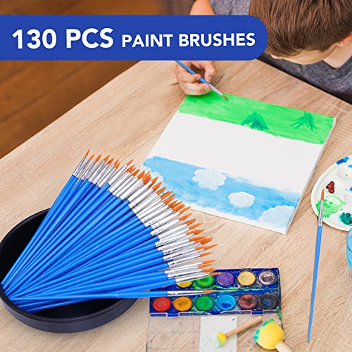AROIC Small Paint Brushes Bulk130pcs Nylon Hair Round Detail Brushes for Classroom Model Oil Watercolor Face Acrylic PaintingAcrylic Paint Brushes Professional Artist and Kids Painting Kits - Image 3