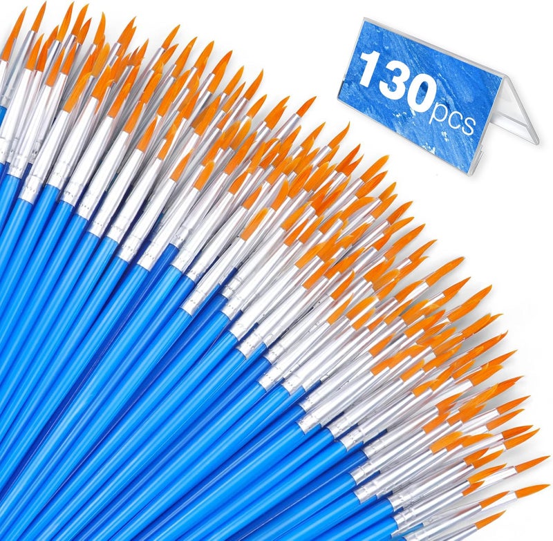 AROIC Small Paint Brushes Bulk130pcs Nylon Hair Round Detail Brushes for Classroom Model Oil Watercolor Face Acrylic PaintingAcrylic Paint Brushes Professional Artist and Kids Painting Kits - Image 2