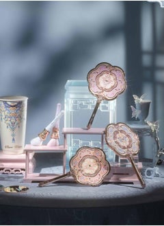 Flower Knows Butterfly Cloud Collar Hand Mirror Travel Handheld Cosmetic Makeup Mirror-Lotus Pink  - Image 5