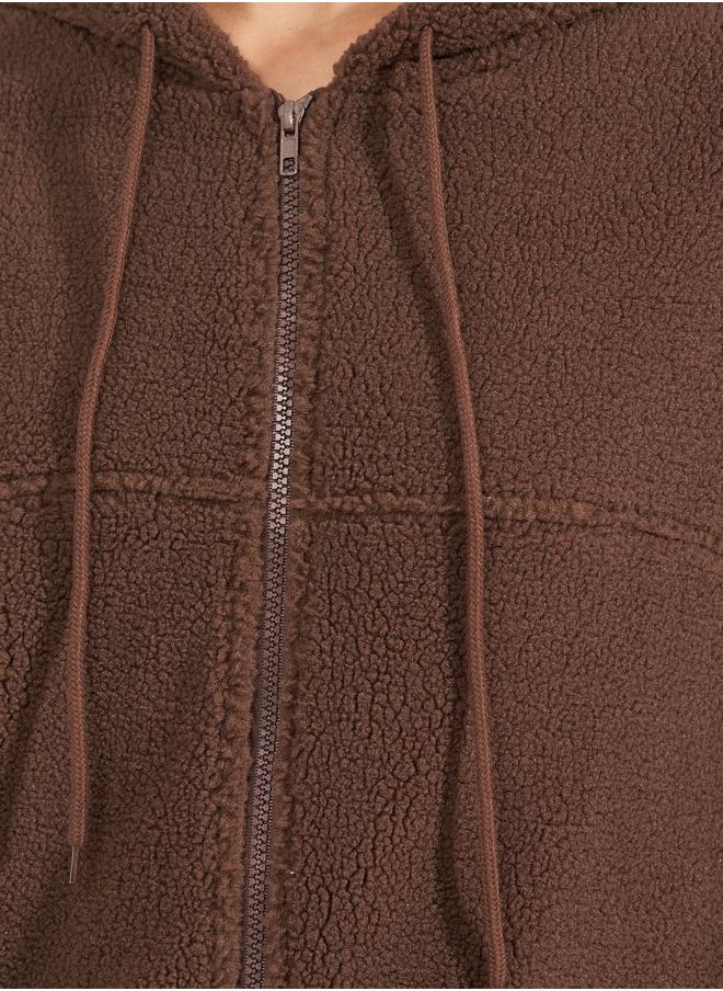 Styli - Oversized Longline Faux Fur Zip Through Hoodie - Image 1
