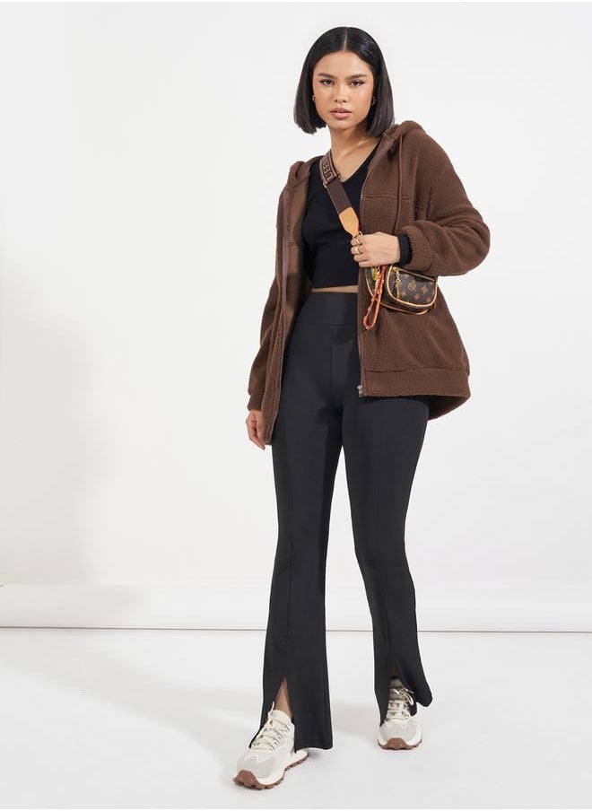 Styli - Oversized Longline Faux Fur Zip Through Hoodie - Image 1
