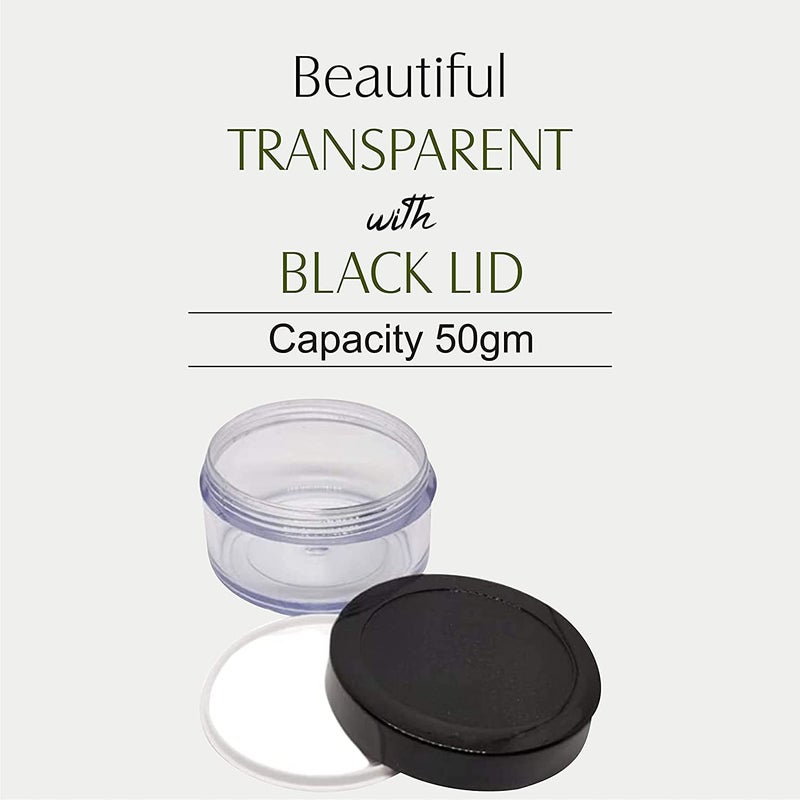 RIGJAK RIGJAK Multipurpose Frosted Glass Empty JarContainer with Black Cap 50GR 50ml for Beauty Cream Blends Skin Care Hair Care Travel Toners Lip Balm Cosmetic etc Transparent Pack of 8  - Image 2