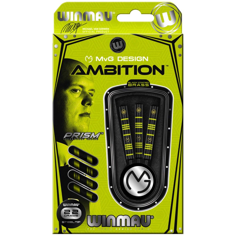Winmau مجموعة سهام وينماو مايكل فان جيروين MvG أمبيشن برونزية بوزن 22 جرام مع أجنحة MvG وأعمدة نايلون (ساقين) - Image 5
