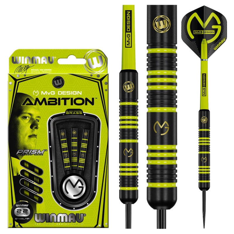 Winmau مجموعة سهام وينماو مايكل فان جيروين MvG أمبيشن برونزية بوزن 22 جرام مع أجنحة MvG وأعمدة نايلون (ساقين) - Image 4