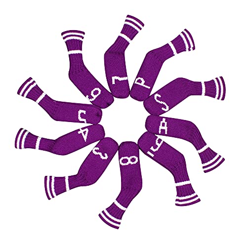 Scott Edward 10 Pcs Iron Golf Club Covers Set Cuteness and Basically Socks Shape Washable & Durable Golf Club Head Protector (Purple) - Image 2