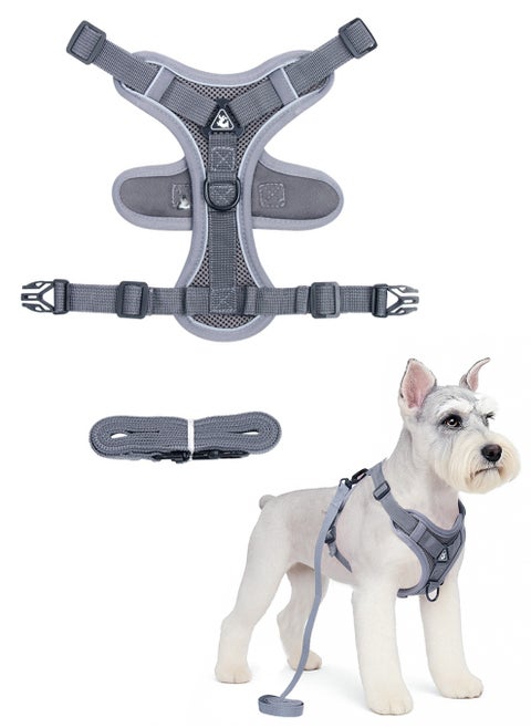 Breathable Dog and Cat Harness and Leash Set for small and medium pets, with Reflective Strips, Elastic and Buckle Dual Adjustment, Breathable and No choke