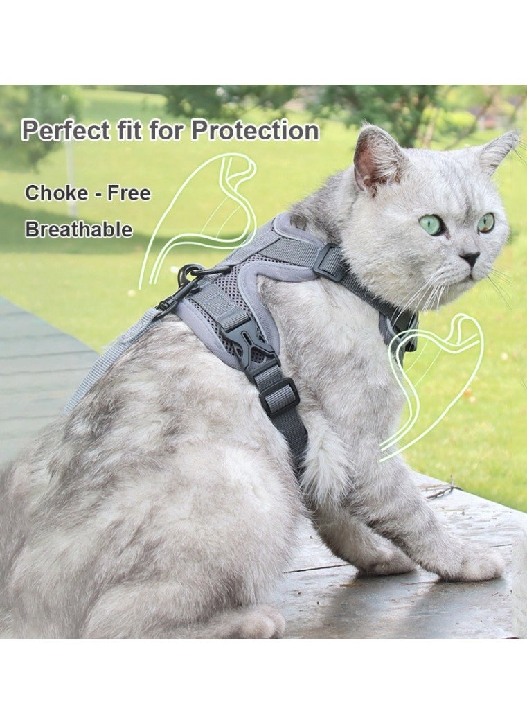Breathable Dog and Cat Harness and Leash Set for small and medium pets, with Reflective Strips, Elastic and Buckle Dual Adjustment, Breathable and No choke
