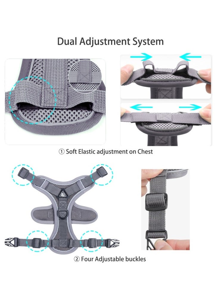 Breathable Dog and Cat Harness and Leash Set for small and medium pets, with Reflective Strips, Elastic and Buckle Dual Adjustment, Breathable and No choke