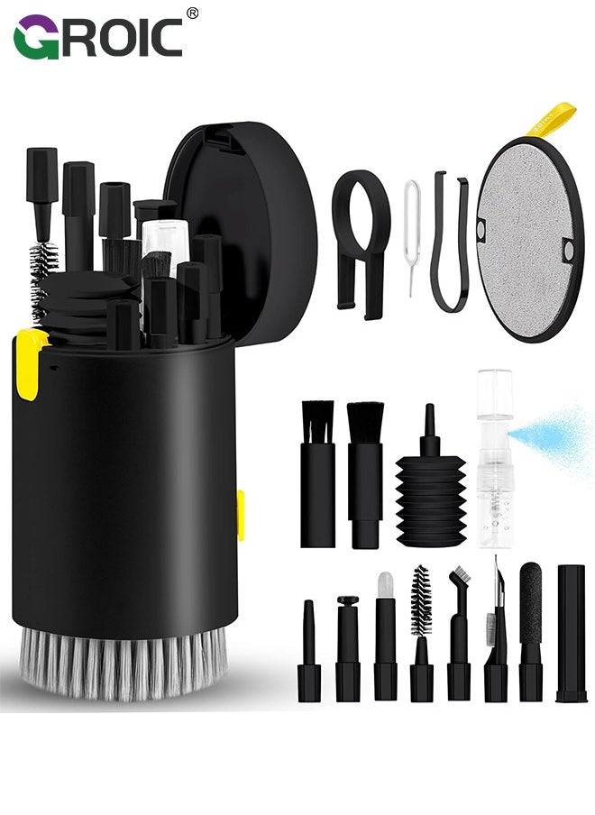 GROIC - Computer Keyboard Black Cleaner Kit, Laptop Screen Cleaning Spray for iPhone AirPods Cell Phone MacBook iPad Pro, 20-in-1 Electronic Clean Brush Tool for Earbuds iPod PC Monitor TV Earphone Camera - Image 1