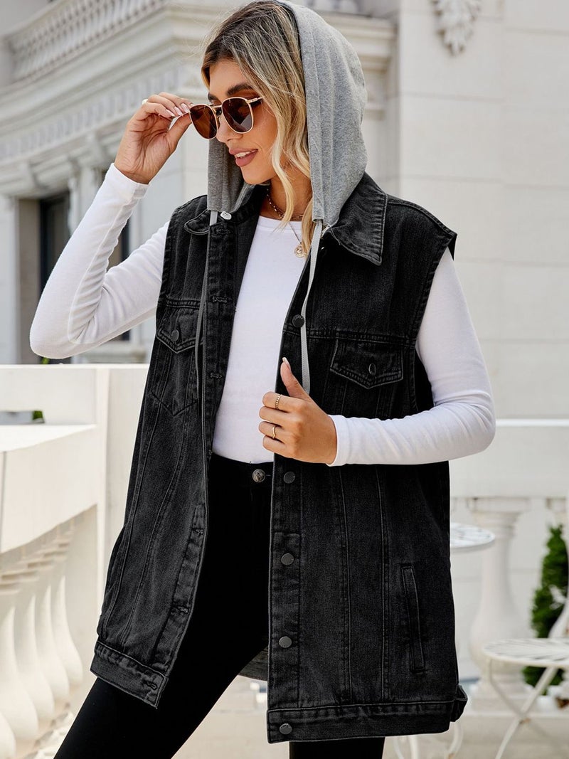 YUNIQEE Black Solid Denim Jacket - Image 1
